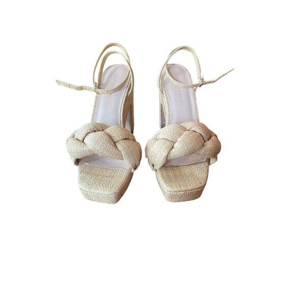 Loeffler Randall Fea braided woven platform neutral beige natural heel 7 - Picture 9 of 16